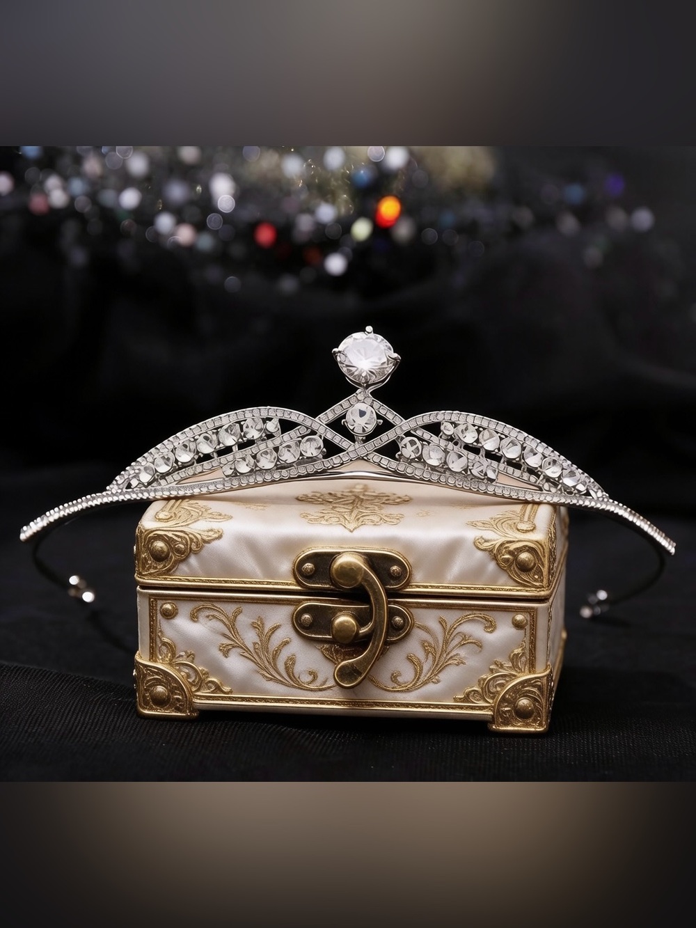 Crystal Embellished Silver Tiara Headband - Women's Hair Accessory